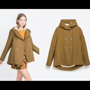 Zara olive fur jacket XS